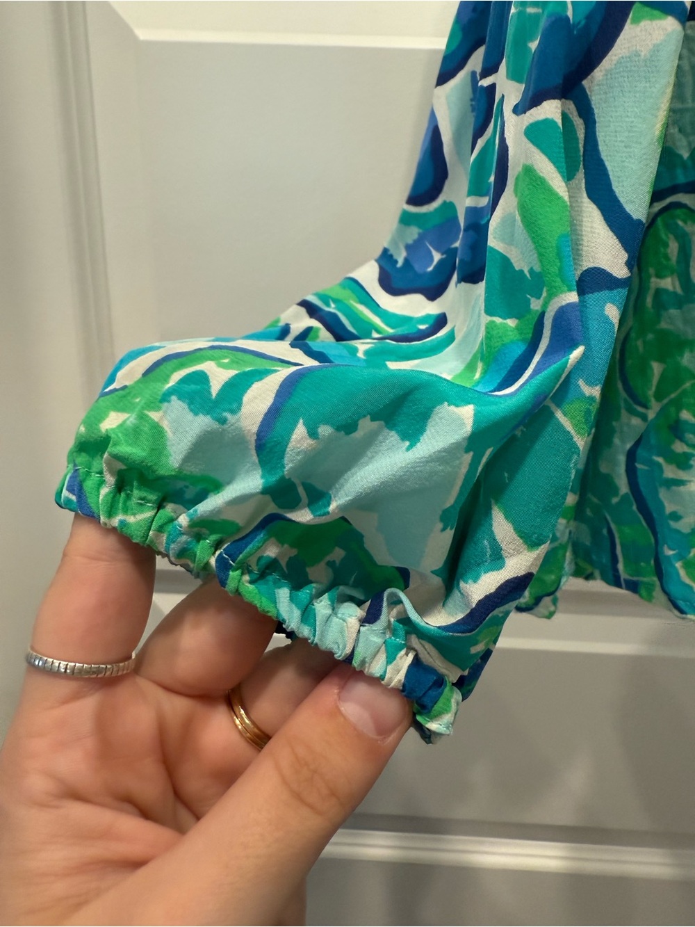 Lilly Pulitzer Green & Blue Cold-Shoulder Tunic - Picture 2 of 7